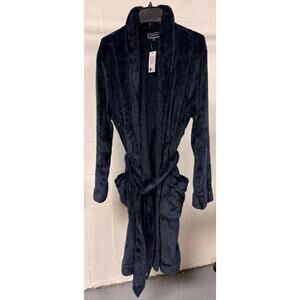 CLUB ROOM Plush Robe Shawl Collar Tie Waist Dark Blue L/XL New